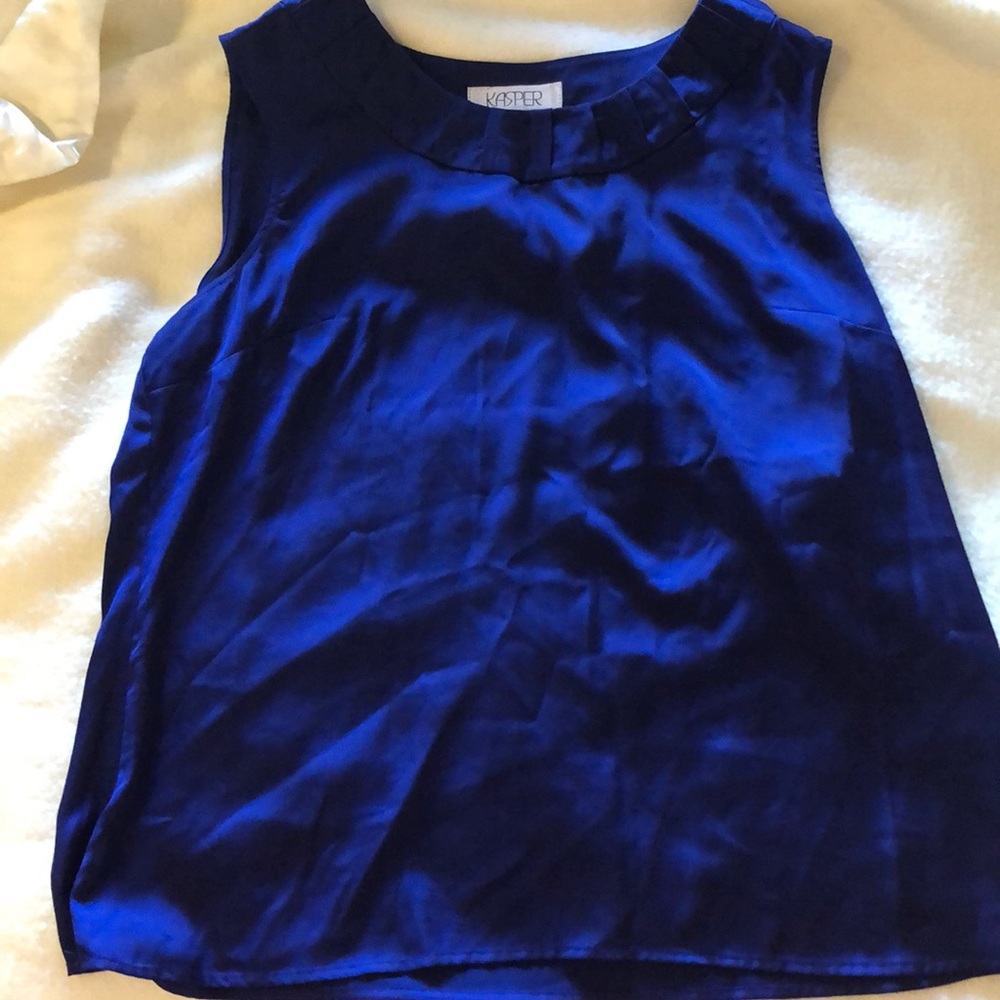 Sapphire Blue Kasper Sleeveless Shell